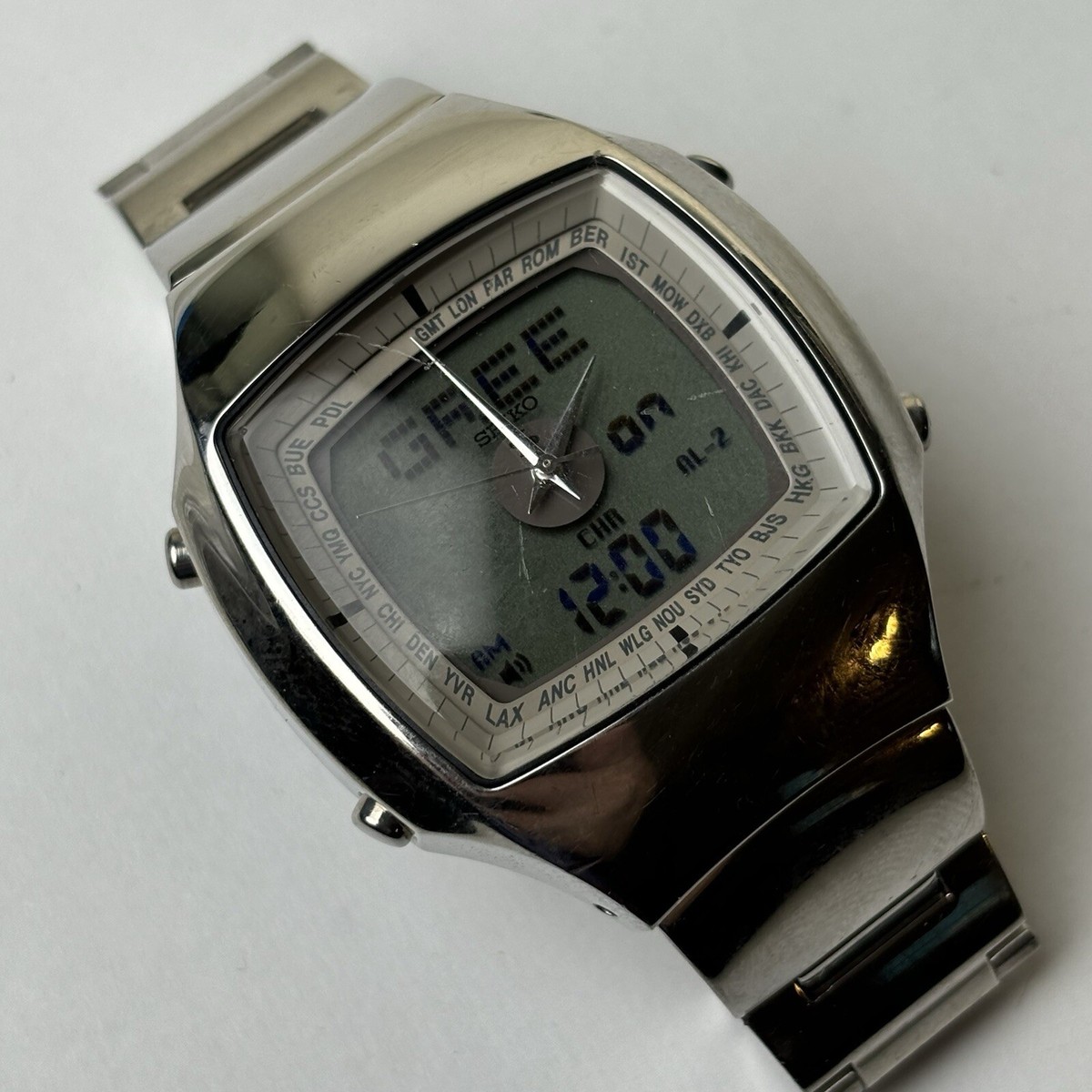 Men's ANALOG-DIGITAL Watch SEIKO H022-5000 World Timer Alarm Men's ANALOG-DIGITAL Watch SEIKO H022-5000 World Timer Alarm