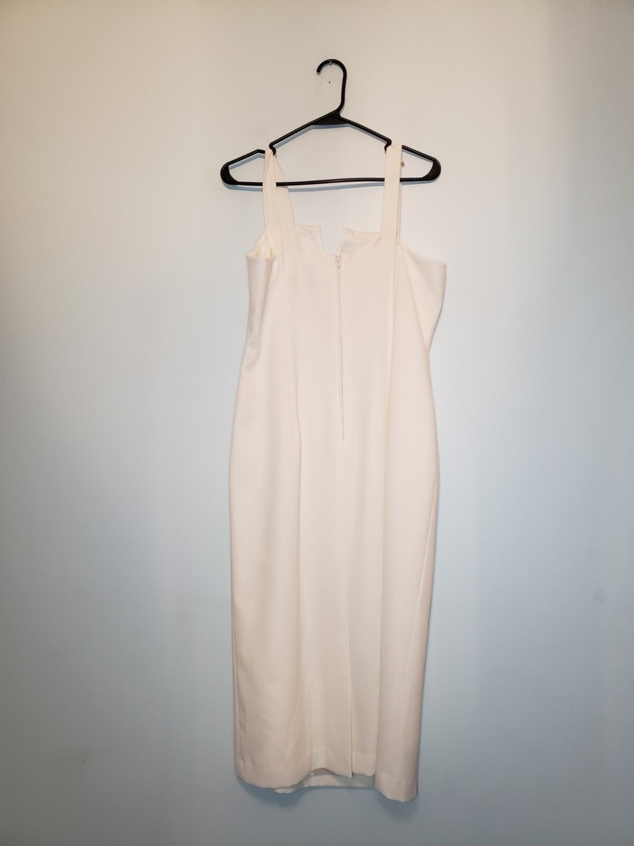 Caramia Womens 14 Midi Dress White Elegant Semi Formal Sleeveless Minimalist | eBay Caramia Womens 14 Midi Dress White Elegant Semi Formal Sleeveless Minimalist | eBay