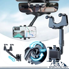 360° Car Rearview Mirror Phone Holder Rotation Mount for iPhone 16 15 14 Pro Max