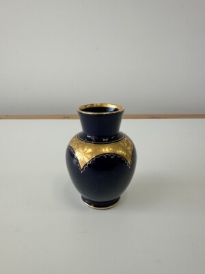 Lindner Kueps Bavaria Echt Cobalt Blue & Gold Bud Vase Small 4 