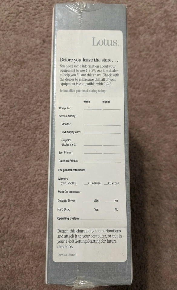 Vintage NOS 1986 Lotus 123 Version 2.01 3.5" Disk Software IBM Personal System 2 - Image 3 of 4