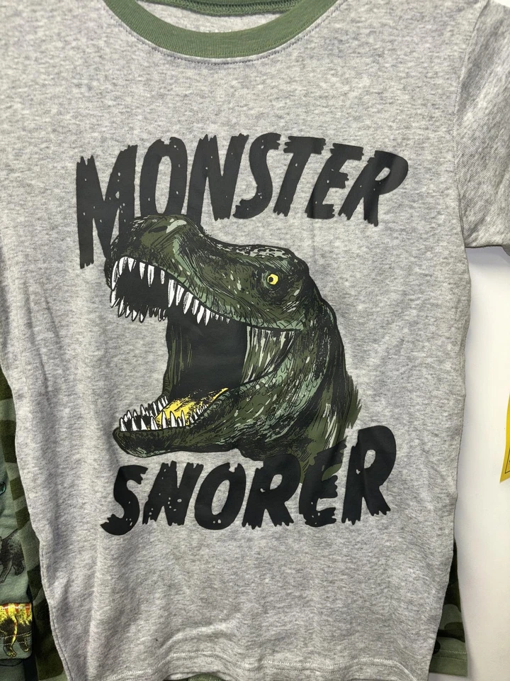 Juego de pijama de algodón de 4 piezas de ajuste ceñido Carter's para niños dinosaurio/verde/camuflaje talla 12 Foto 4 de 4