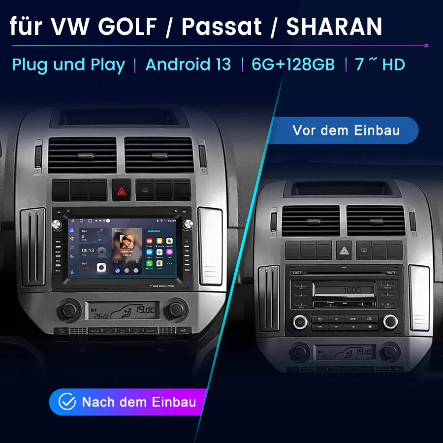 CarPlay Android14 Autoradio Für VW Polo 9N Golf 4 Passat B5 T5 GPS Navi RDS 128G - Bild 2 von 4