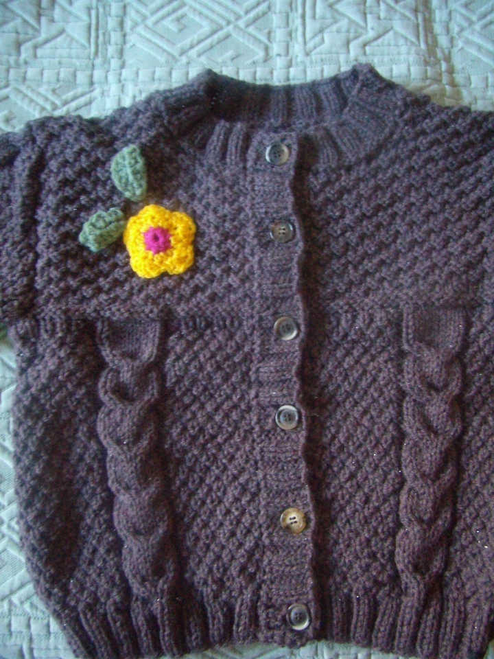 ensemble fille, gilet et béret, 7-8 ans neuf fait main - Photo 3/4
