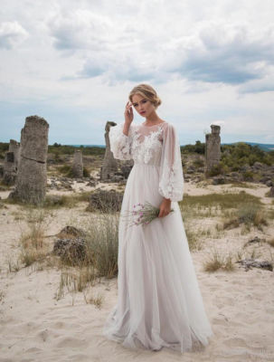 Boho Bohemian Beach Wedding Dress Applique Tulle A Line Long Sleeve Bridal Gowns | eBay Boho Bohemian Beach Wedding Dress Applique Tulle A Line Long Sleeve Bridal Gowns | eBay
