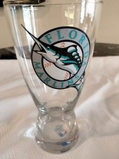 1990's Baseball  Florida  Marlins  First Logo Beer  Glass Vintage