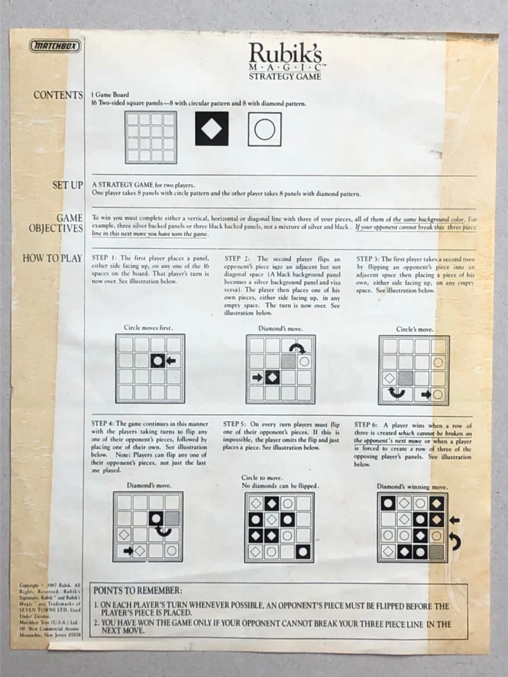 Rubik's Magic Strategy Board Game - 1987 Matchbox Vintage 80's - complete - Image 4 of 4