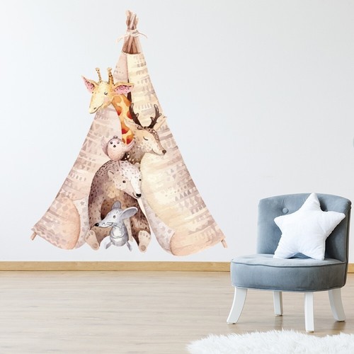 Cute Animal Tee pee Nursery Wall Sticker WS-50997 - Picture 2 of 13