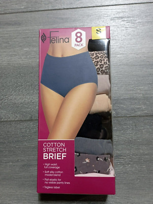 FELINA Underwear *8 Pack* Adult Small Cotton BRIEF Multicolored Womens