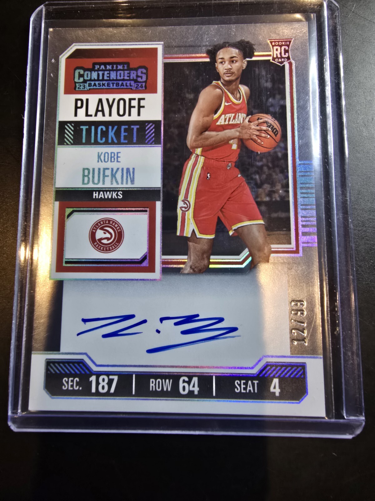 KOBE BUFKIN AUTO /99 2023-24 Panini Contenders Playoff Ticket On Card RC Hawks