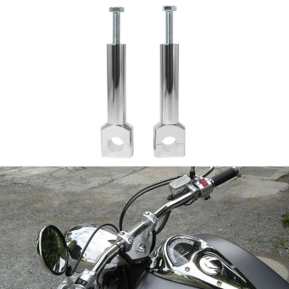 Abrazadera de elevador de manillar cromada de 1"" 25 mm para motocicleta Harley Honda Suzuki Yamaha Foto 4 de 4