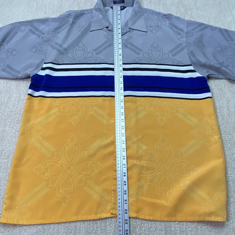 De Colección Koman Sport Para Hombres XL Puntada Única Amarillo Gris Azul Abotonado Manga Corta Foto 4 de 4