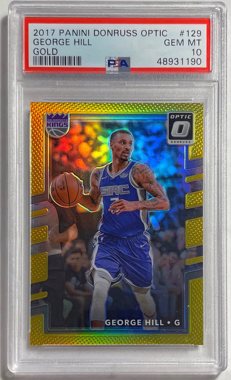 GEORGE HILL 2017 DONRUSS OPTIC GOLD HOLO PRIZM #D 02/10 PSA 10 GEM MINT POP 1/1