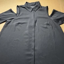Alfani Woman Black Cold Shoulder Long Sleeve Blouse 22W Button Down NWT
