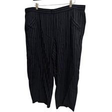 Eileen Fisher  Woman Wide Leg Pants Navy White Pinstripe Tencel Plus Size 2X