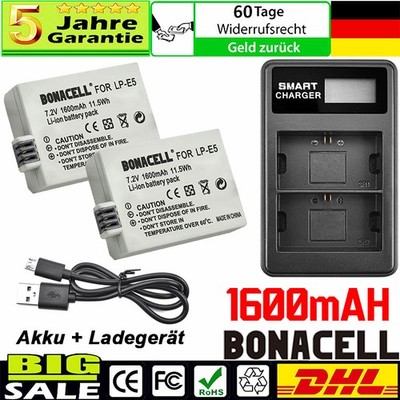 2* LP-E5 AKKU & LCD Dual Ladegerät Für Canon EOS 450D 500D 1000D Kiss X2 X3 DHL
