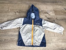 Columbia Windbreaker Jacket Kids Size 3T Navy Blue/gray Hooded Full Zip