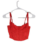 Gilly Hicks Womens Lace Bustier Underwire Adjustable Strap Size XS Red
