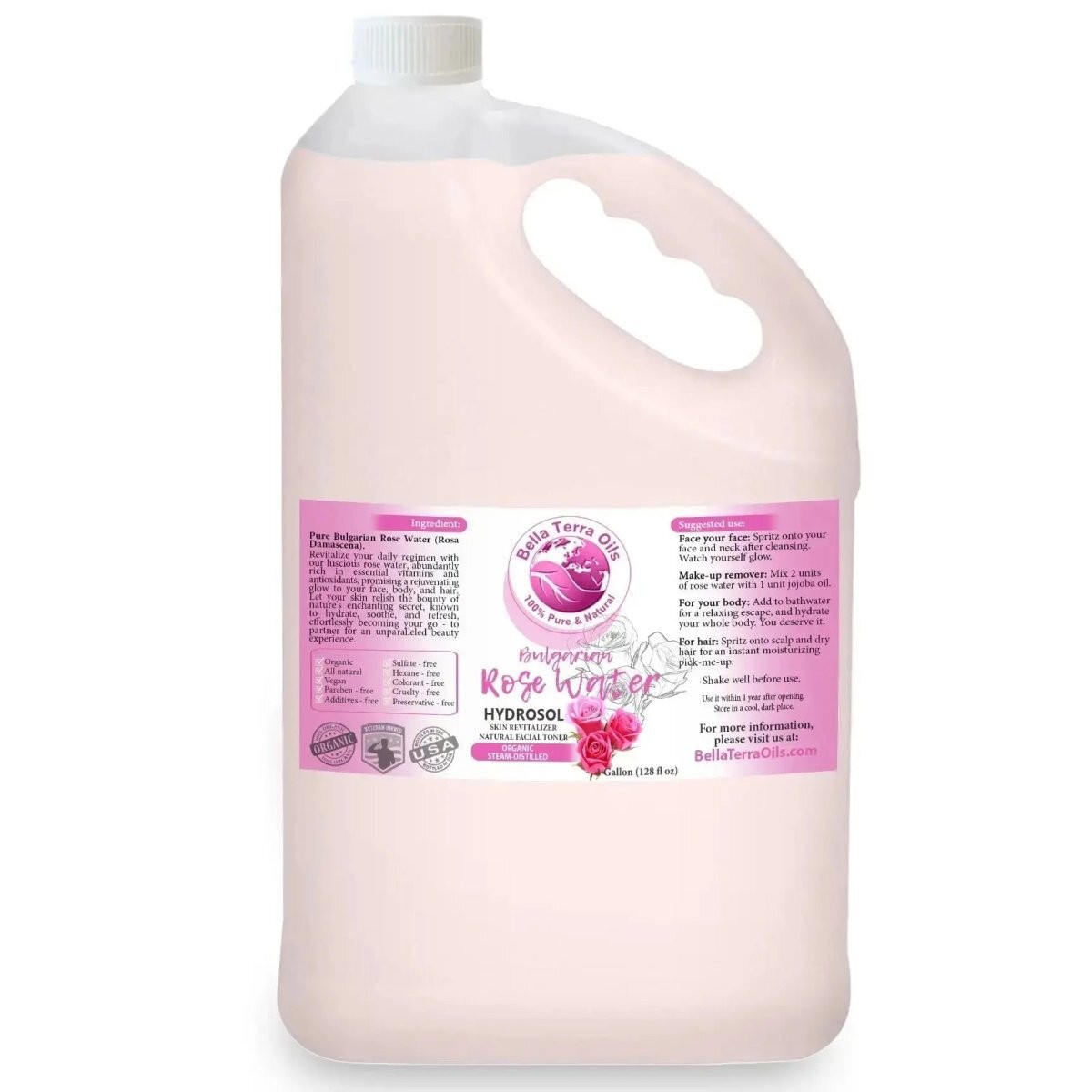 Pure Rose Water Hydrosol 100% Natural Skin Hair Face Toner Aromatherapy Relaxing