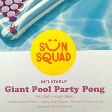 Sun Squad Inflatable Giant Pool Party Pong 6ft Striped Floating Game Blue White