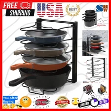 5-Compartment Adjustable Pan Rack - Effortless Kitchen Organization in Black