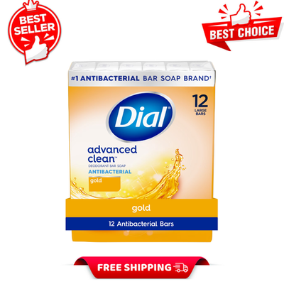 #ad Dial Antibacterial Deodorant Soap Advanced Clean Gold 4 oz 12 Bars Bulk Pack $11.99