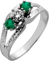Smaragdring Weissgold 585 14K GrüNe Smaragde Brillant Antikschmuck