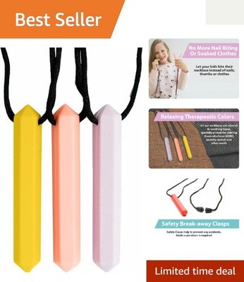 Pencil Sensory Necklace Set of 3 - Safe Chewing Toys for Autism & Anxiety Relief
