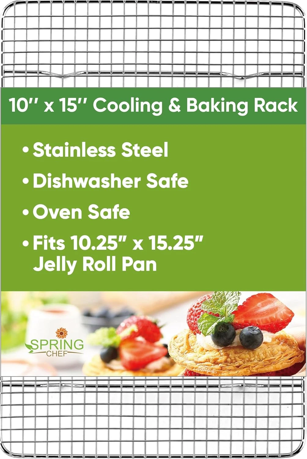Spring Chef Stainless Steel Cooling Rack for Cooking & Baking 10" X 15"
