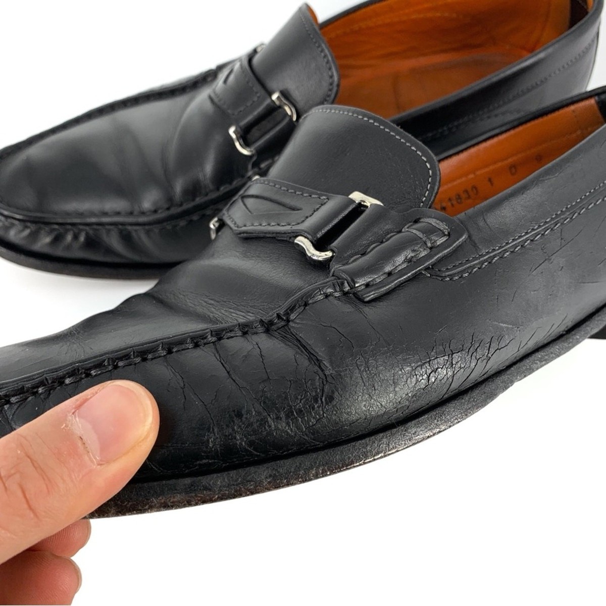SANTONI Horse Bit Loafer Moccasin Black Leather 9 D Horsebit Loafer Black Calf main image 4