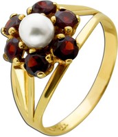 Granat Ring Gold 333 8K Akoyaperle Rote Edelsteine Antikschmuck