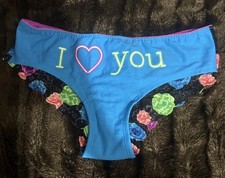 VICTORIA'S SECRET PINK S I LOVE YOU FLORAL LACE VINTAGE CHEEKSTER PANTIES NWT
