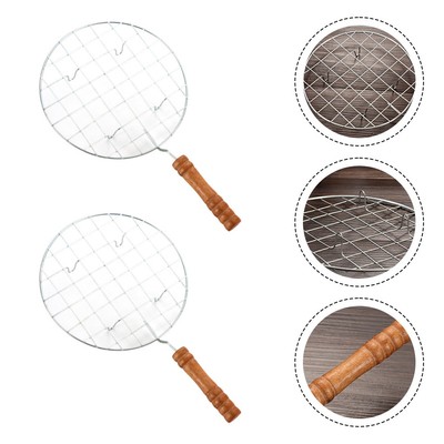Culinary Essential Runder Edelstahl BBQ Grillrost mit Holzgriff