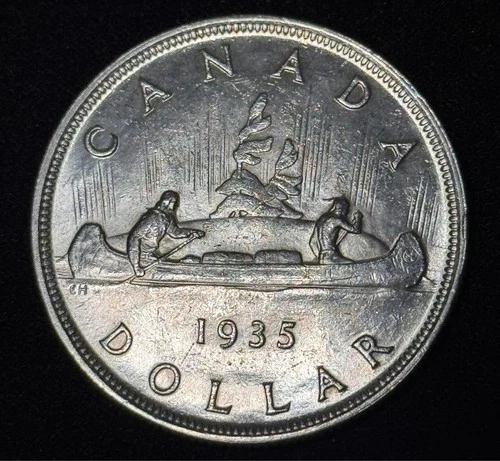 Canada 1935 $1 One Silver Dollar King George V .800 Silver