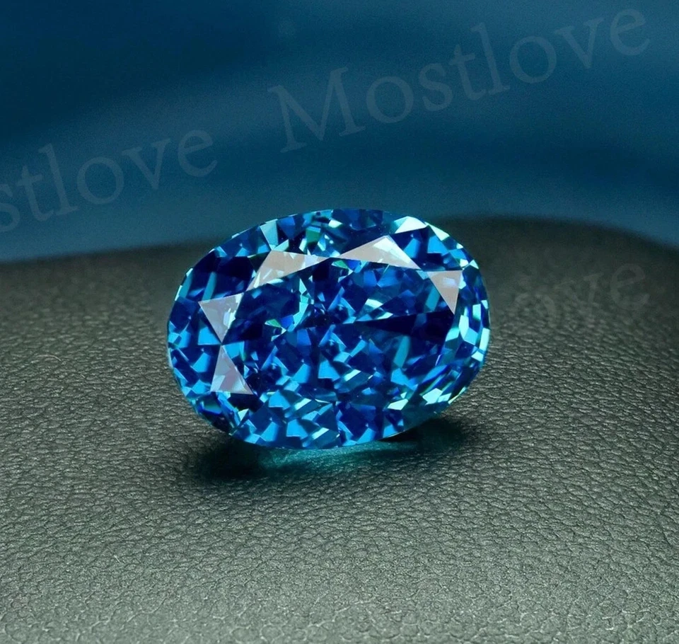Piedra preciosa suelta corte ovalado circón azul impecable natural certificado EGL 53 quilates A++ Foto 2 de 4