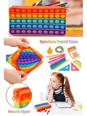 Rainbow Pop It Fidget Zipped Case for Stress Relief