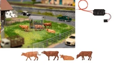 FALLER 180235 - Set of 4 Cows with Sound Effects Module. 1:87 H0 Scale