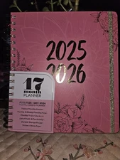 CREATIVE EXPERT 17 MONTH PLANNER.. PINK WITH GOLD ROSES... AUG '25-DEC'26🌹🌹🌹