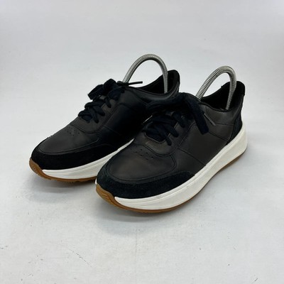 Fitflop F-Mode Flatform Sneaker Damen UK6 schwarz Leder Wildleder Schnürung bequem