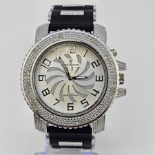 Charles Raymond Men's Watch 52MM Gray Dial Black Plastic Bands New Batteries