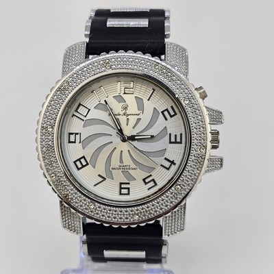 Charles Raymond Men's Watch 52MM Gray Dial Black Plastic Bands New Batteries