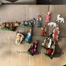 12 piece Vintage Nativity Chalkware Set Italy Mary Joseph Jesus Wise Men Italy