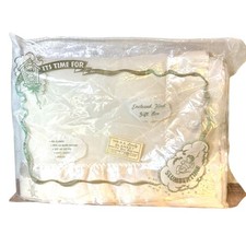 NIP Vintage Slumbertime Baby Blanket White Quilted Satin Trim Crib Blanket