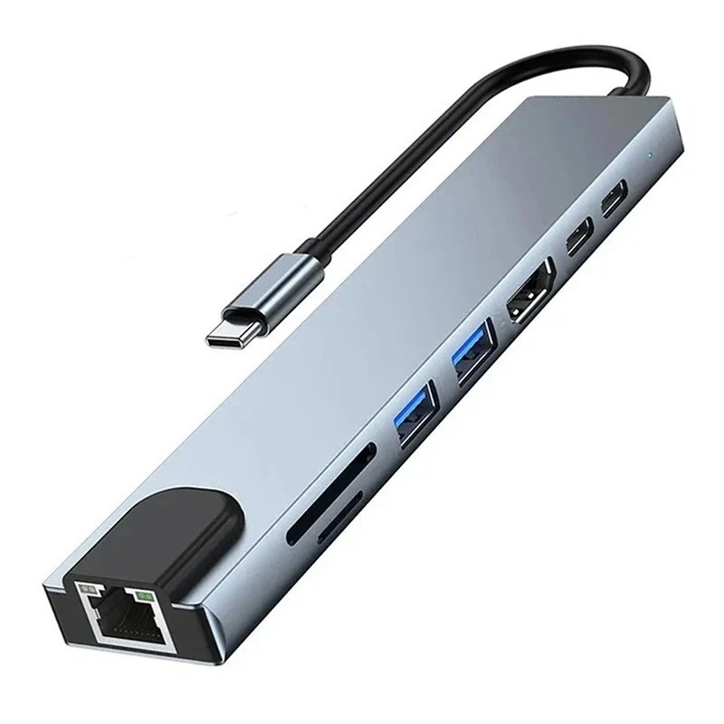 8-in-1 USB C Hub Adapter für MacBook Pro Air HDMI USB 3.0 SD/TF Kartenleser - Bild 2 von 4