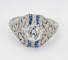 3Ct Art Deco Vintage Style Lab Created Diamond Engagement 14K White Gold FN Ring