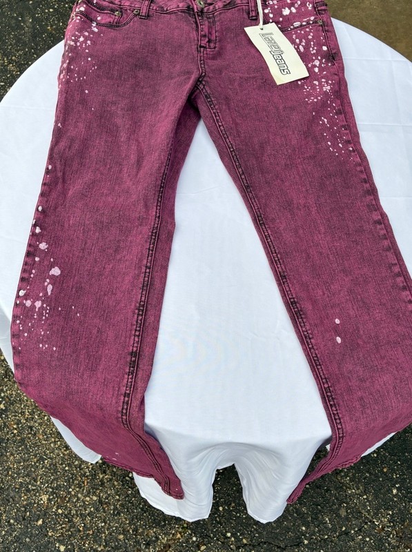 Vintage Lazer Jeans Pink Acid Wash Splatter Jeans Womens Size 15 NWT Y2K