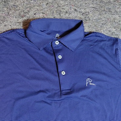 Rhoback Mens Blue Micro Striped Short Sleeve Golf Performance Polo Shirt Size M