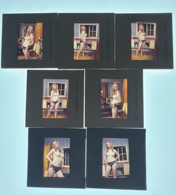 7 x GLAMOUR COLOR PHOTO DIAS.WOMAN,MODEL,REDHEAD,TOPLESS,c1960 s