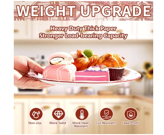 50 Piezas Platos de Papel de Navidad 10", Rojo Toile Vintage Winter Village Resistente Foto 2 de 4