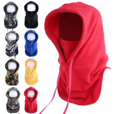 Tactical Balaclava Full Face Mask Windproof Fleece Lined Hood Hat Winter Gear